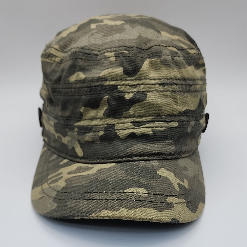 Green and Brown Camouflage Cadet Hat Durable Cotton